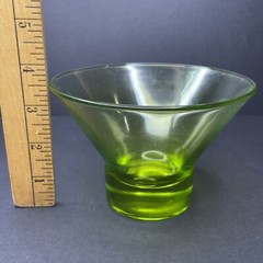 Vintage Green Translucent Dessert Bowl Blendo Martini Shape Thick Bottom Glass