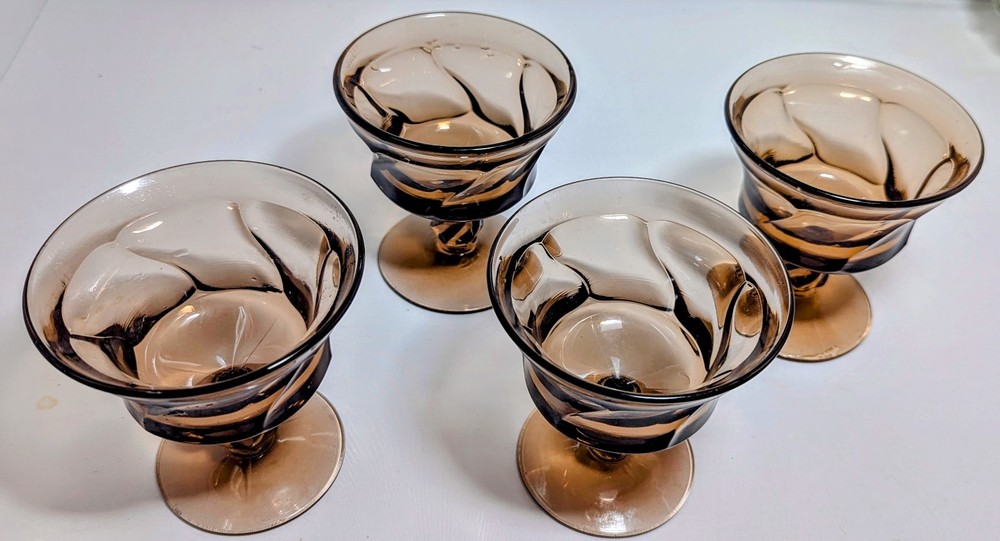 Fostoria Jamestown Brown Champagne Swirl Sherbet Stems-Set of Four – RARE
