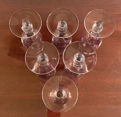 Romanian Etched Butterflies Ladybugs Dragonflies Amethyst CHAMPAGNE Glasses 6 PC