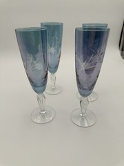 Elegant vintage blue/purple Hue Champagne glasses [set of 4], 8”