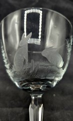 Moser for Rowland Ward Crystal Wine Glass 5-1/2″h Rabbits Bunny Game Hunting