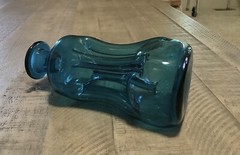 Vintage Danish Teal Blue Glass Kluk Kluk Bottle Decanter Holmegaard MCM 9 Inches