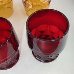 Six vintage mixed a lot Georgian Ruby and gold tumblers glasses MCM