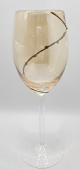 Vintage Boho Amber Yellow Gold Crystal Iridescent Lustre Wine Goblets – Set of 4