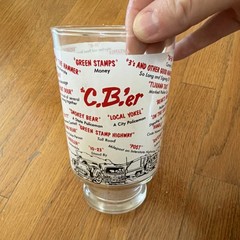 Vintage Clear Beer Glass C.B’er Red/Black Print Truck Transportation Theme