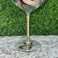 Floral Hand Painted Gilded Wine Art Glass AMADEO Verona ITALY Una Alla Volta