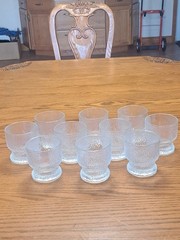 Indiana Glass Vintage 1960’s Ice Tree Bark Footed Water Textured Rock Glasses 10