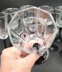 13-Arcoroc Luminarc Octime Black Stemmed Wine Glasses & Champagne Flutes France