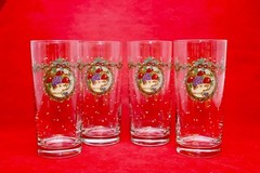 Holly Joy Set of 4 Pfaltzgraff Tumblers Drinking Glasses Fruit Holly Ribbon