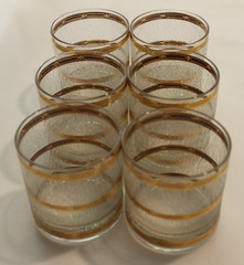 Culver Icicle Glasses On The Rocks 3.5″ 22KT Gold Trim Set of 6