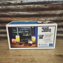 Vintage Federal Glass Sundown Stax Set Complete TS-31 Smoke 24 Count – Open Box