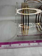 Set of 4 MCM Tumblers Gold Striped Double Old Fashion