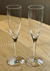 2 Tiffany & Co Classic Home Essentials Champagne Flutes U-Shaped 9 5/8″ Excellnt
