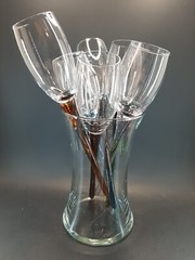 6 Footless Champaign Flutes Each One A Different Color Hand Made