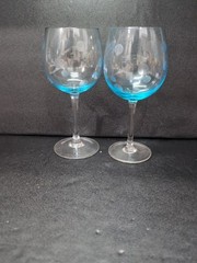 Waterford Marquis Polka Dot Glasses, Aqua Blue Green Balloon, 20 oz, Set Of 2