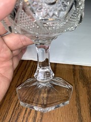 Antique US Glass Regal Clear/Gold Trim Water Goblet EAPG 1906 Stem 6” Tall