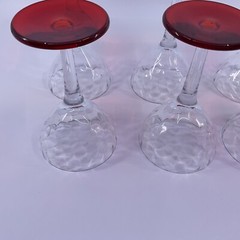 Set Of 6 Morgantown Glass Co Fire and Ice #6060 Red Footed Cocktail 4 oz