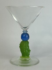 Vintage 1996 Richard Jolley Glass Bombay Sapphire Martini Glass Art Glass Stem🔥