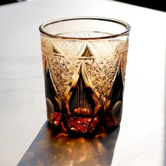 4PCS Crystal Whiskey Sets Tumbler Edo Kiriko Candle Pattern Glasses 9oz/250ml