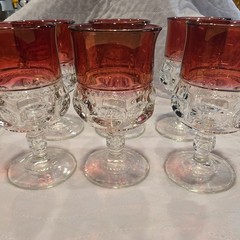 16pc Vintage Kings Crown Ruby Red Flash Thumbprint Goblets Compote Plate Lot MCM