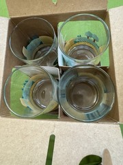 Vintage Corelle Coordinates Landscape 4 Juice Glasses 7 oz NOS In Box