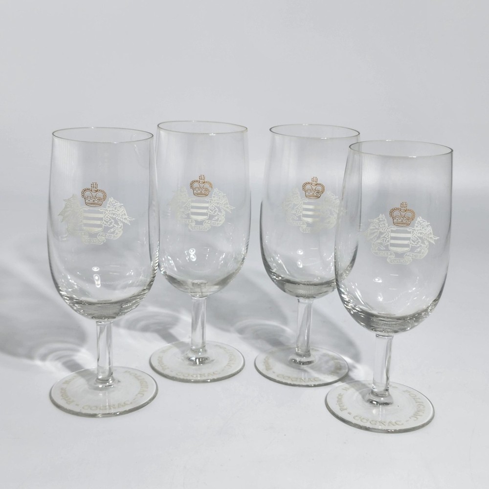 Prince Hubert De Polignac Cognac Etched Stemmed Glasses Set Of 4 VTG