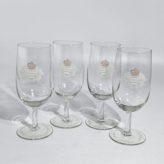 Prince Hubert De Polignac Cognac Etched Stemmed Glasses Set Of 4 VTG