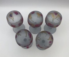 VTG Set of 5 Rueven Nouveau Art Cordial Glasses Water Color Satin Finish Mint 