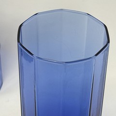Set of 5 Anchor Hocking Essex Cobalt Blue 16 oz Glasses 10-Panel Tall Tumbler