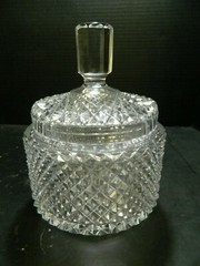 Vintage Crystal Diamond Hobnail Covered Biscuit Jar 8.43″ x 6″ x 6″ Excellent