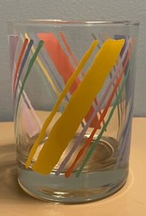 3 Vintage Libbey Retro 80s 90s Pastel Rainbow Stripe Juice Highball Glasses 4″
