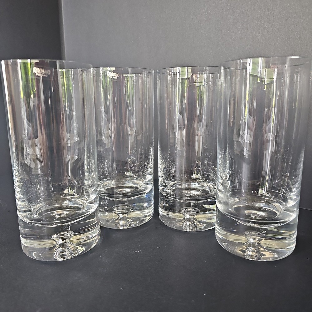 4 Vintage Krosno Poland Crystal Controlled Bubble Highball 6 1/8″ – R1