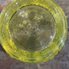 Mosser Opalescent Vaseline Glass Shot Glass/ Toothpick Holder Uranium Glass