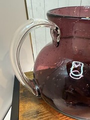 Handblown Artland Iris 90 oz Pitcher in purple Wine color art glass bubbles Rare