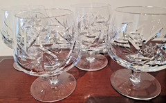 Ajka Csopak Cut Lead Crystal Brandy Snifters Set of 4 EUC 4.5″ Hungary