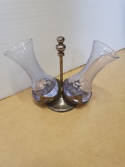 VINTAGE NEODYMIUM Colour Change Light Blue /Purple Italian Cruet Set Oil Vinegar