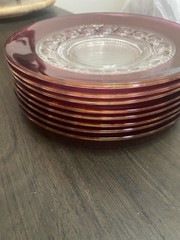 Kings Crown Ruby Red Flash Thumbprint Cranberry 27 Pc Set