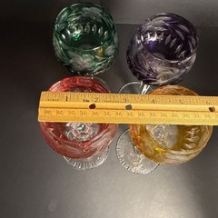 VTG Multicolored Cut To Clear Crystal Bohemian Hock Glasses Set/4