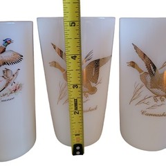 Federal Milk Glass Tumblers Wild Game Set of 3 Mallard Duck Glasses