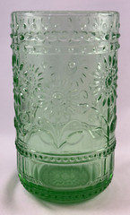 Park Designs Petals Pattern Green Glass Flat Tumbler 16 oz Replacement
