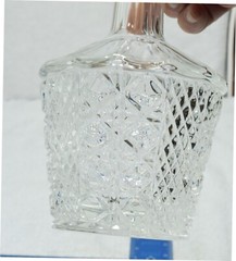 Vintage Lead Crystal 10” Decanter, Diamond Cut Glass Octagon Shape, EUC!