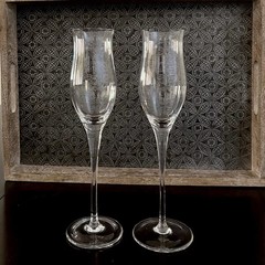 Vintage Rosenthal Crystal Champagne Flutes Glasses Set of 2 Tulip Signed 9.75”