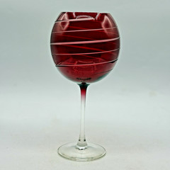 Set of 4 Mikasa Cheers Ruby Etched Balloon Red Wine Glasses 9” France Excellent