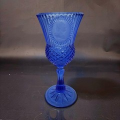 Vintage 1970 ‘s Fostoria Glass Cobalt Blue 8″ George Washington Goblet