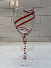 Pier 1 Red Candy Cane Double Swirl Swirline Wine Glass 9″ Tall Replacement