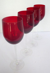 Ruby Red Clear Stemmed Wine Glass Goblets 9 1/4″ High 12 oz. Capacity Set of 4