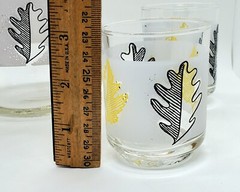 Vintage Libbey Yellow & Black Juice Decantor Set W/5 Glasses 1960s MCM