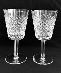 WATERFORD Crystal ALANA Set Of 2 WATER GOBLETS 7″ Tall Glasses