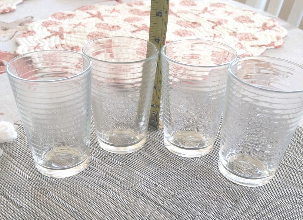 Clear Ribbed Circleware Juice Glasses Set Of 4