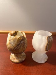 Pair Of Vintage Onyx Stone- 3 in. Goblets